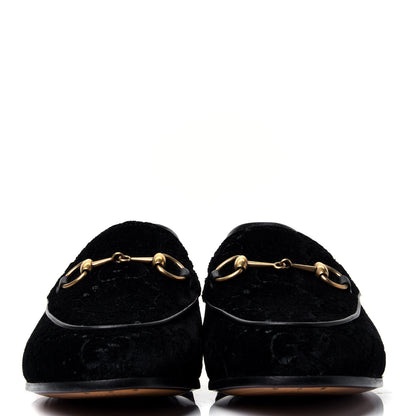 Gucci Velvet GG Monogram Horsebit Womens Jordaan Loafers 36 Black 2 of 10