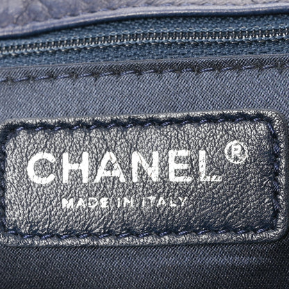Chanel Metallic Snakeskin Crochet Soft and Chain Maxi Flap Blue Multicolor 6 of 11
