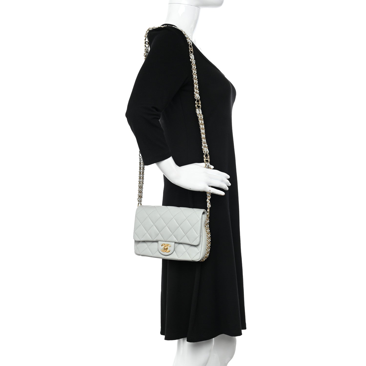 Chanel Lambskin Quilted Mini CC You Flap Light Grey 2 of 12