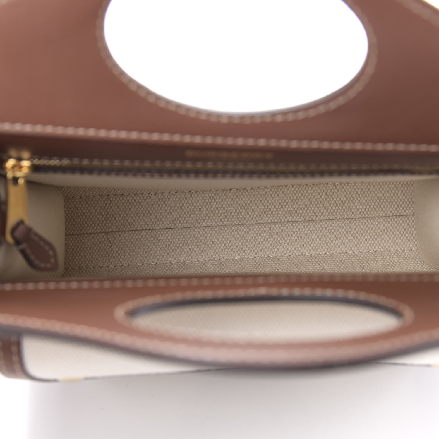 Burberry Canvas Smooth Calfskin Two Tone Mini Pocket Bag Tan 5 of 9