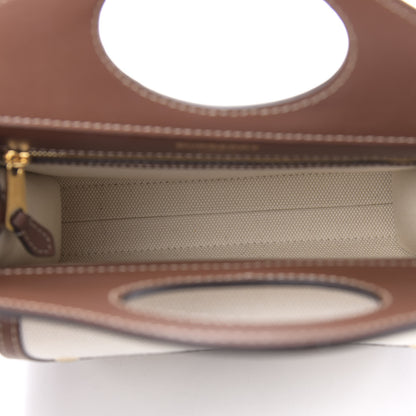 Burberry Canvas Smooth Calfskin Two Tone Mini Pocket Bag Tan 5 of 9