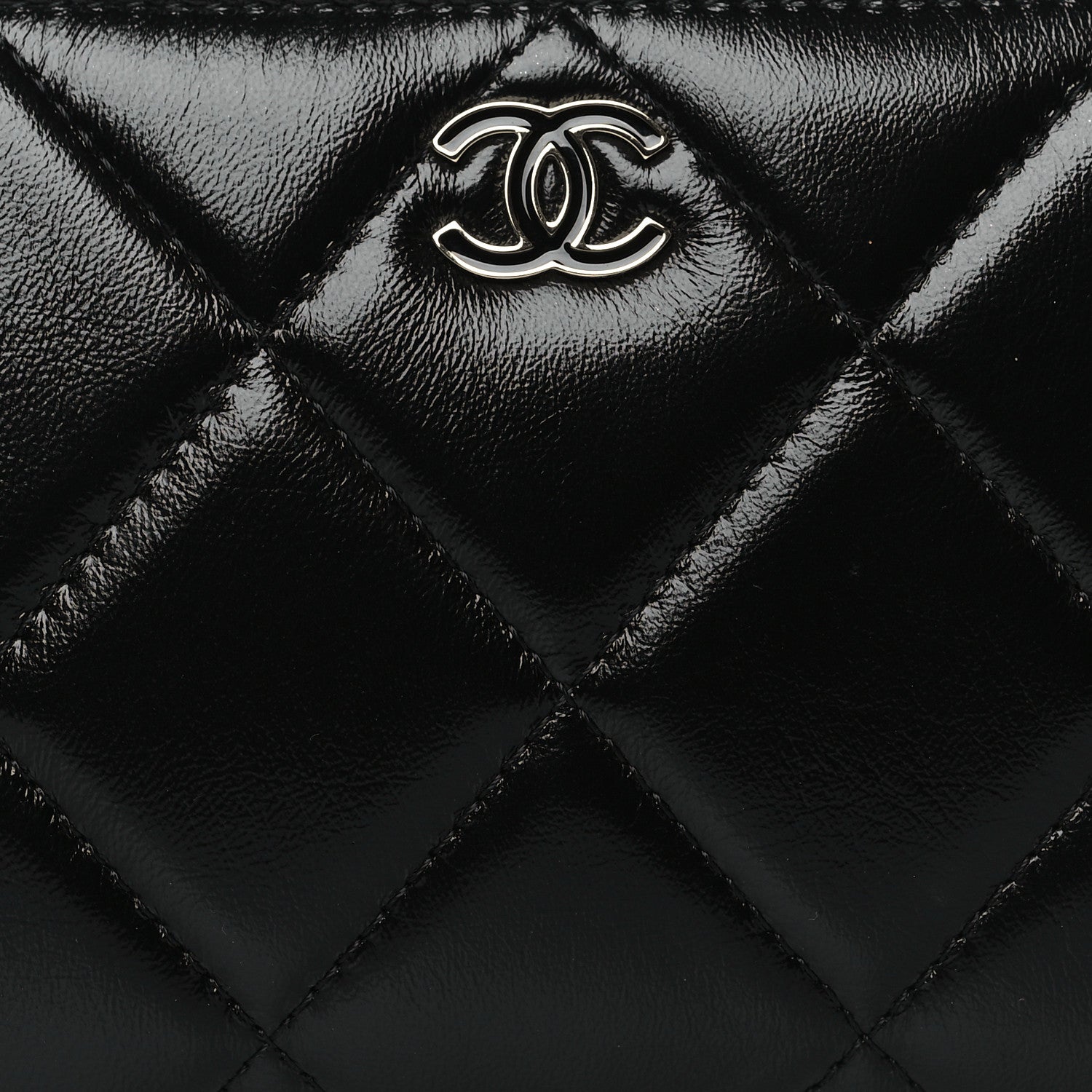 Chanel Shiny Lambskin Gusset Zip Around Waist Belt Wallet Black 9 of 11
