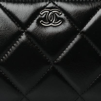 Chanel Shiny Lambskin Gusset Zip Around Waist Belt Wallet Black 9 of 11