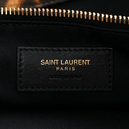 Saint Laurent Canvas Calfskin Leopard Print Rive Gauche Noe Tote Natural Black 6 of 10