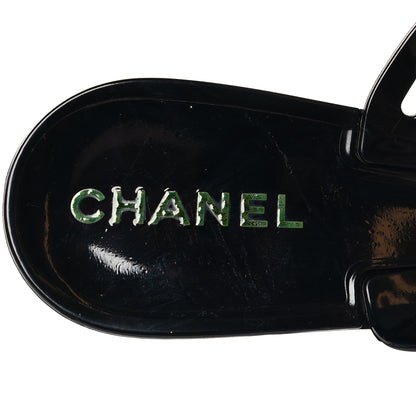 Chanel Jelly Camellia Thong Sandals 39 Black Ivory 7 of 7