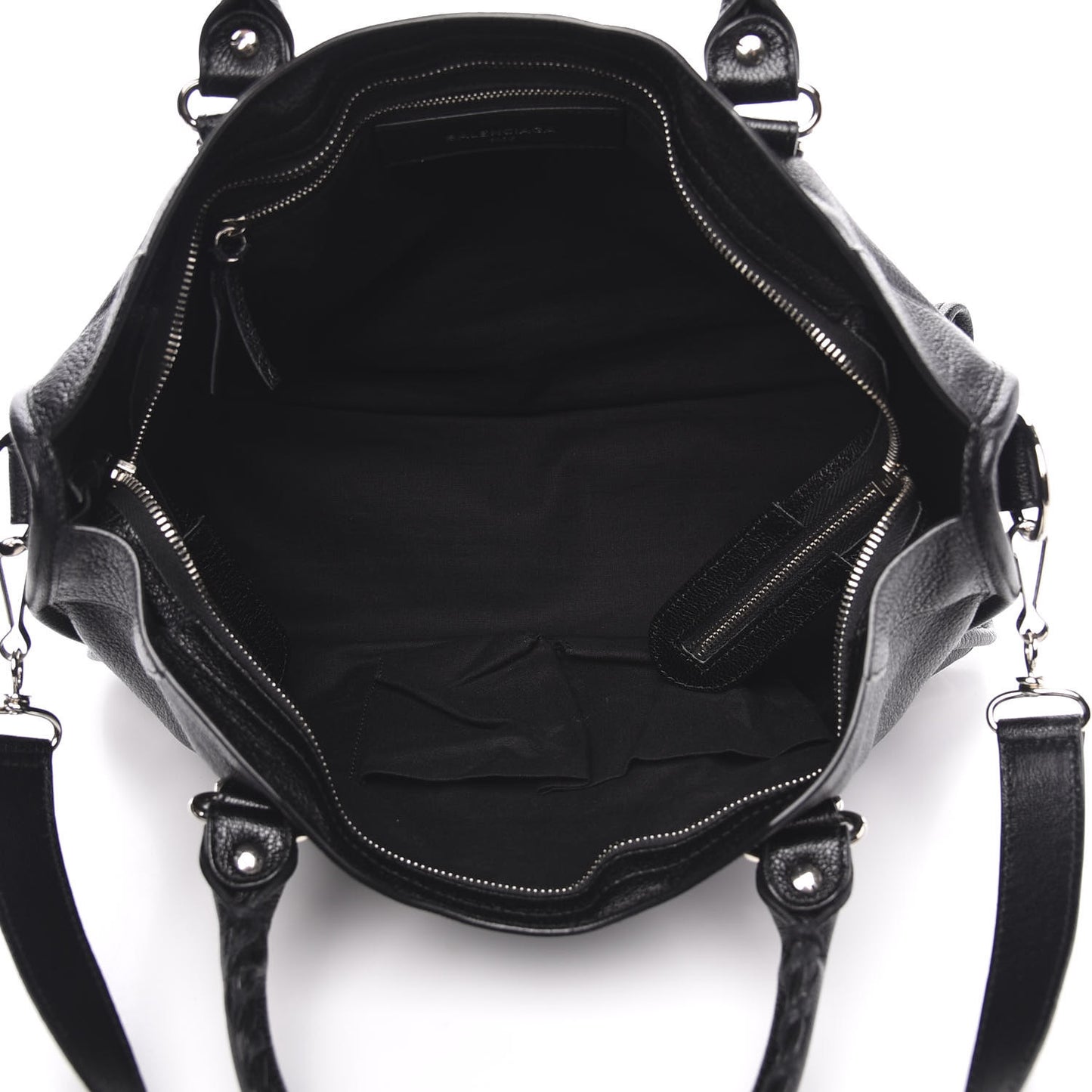 Chevre Silver Metallic Edge Hardware City Black