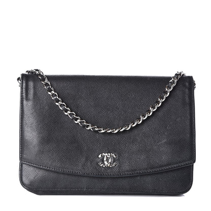 Chanel Caviar Sevruga Wallet On Chain WOC Black 1 of 10