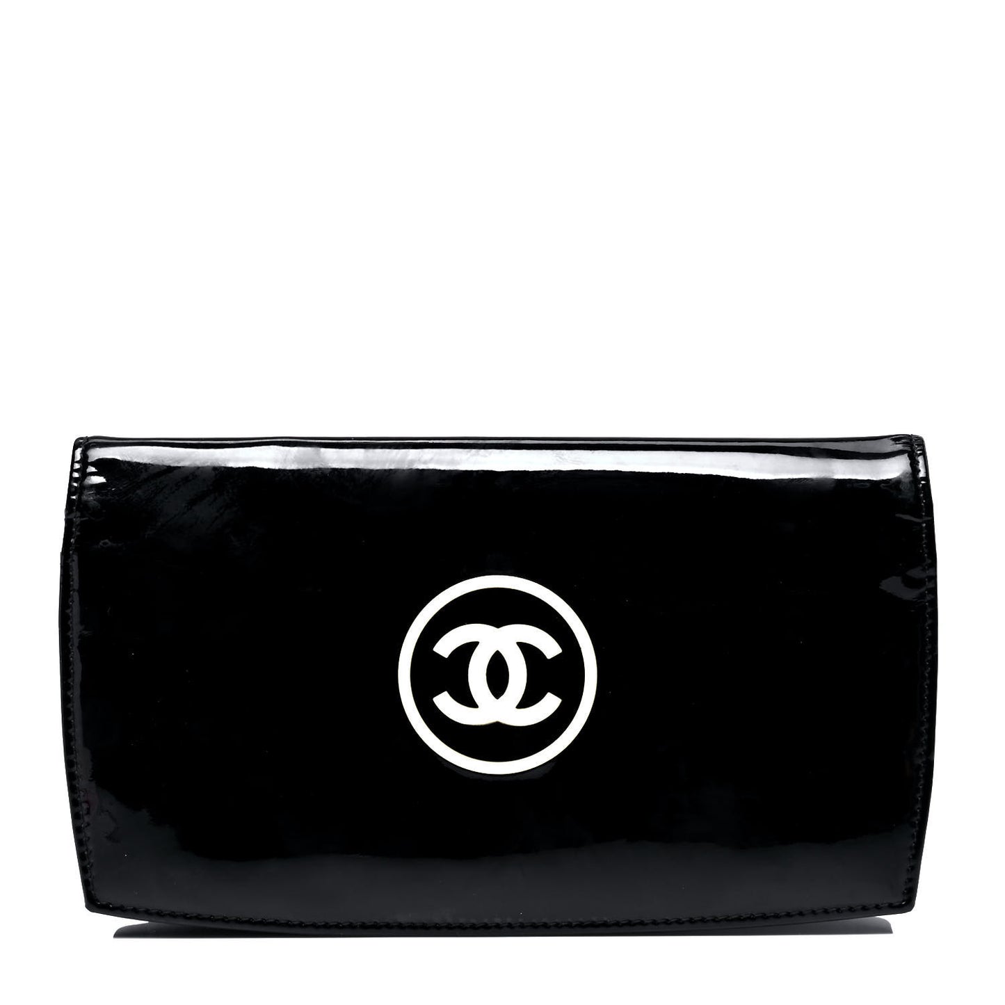 Patent Large CC Compact Zip Wallet Black