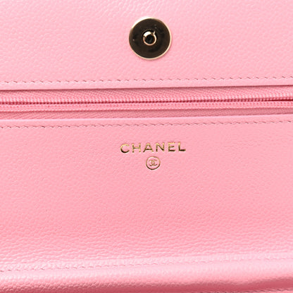 Chanel Caviar Quilted Chain CC Wallet On Chain WOC Pink 6 of 12