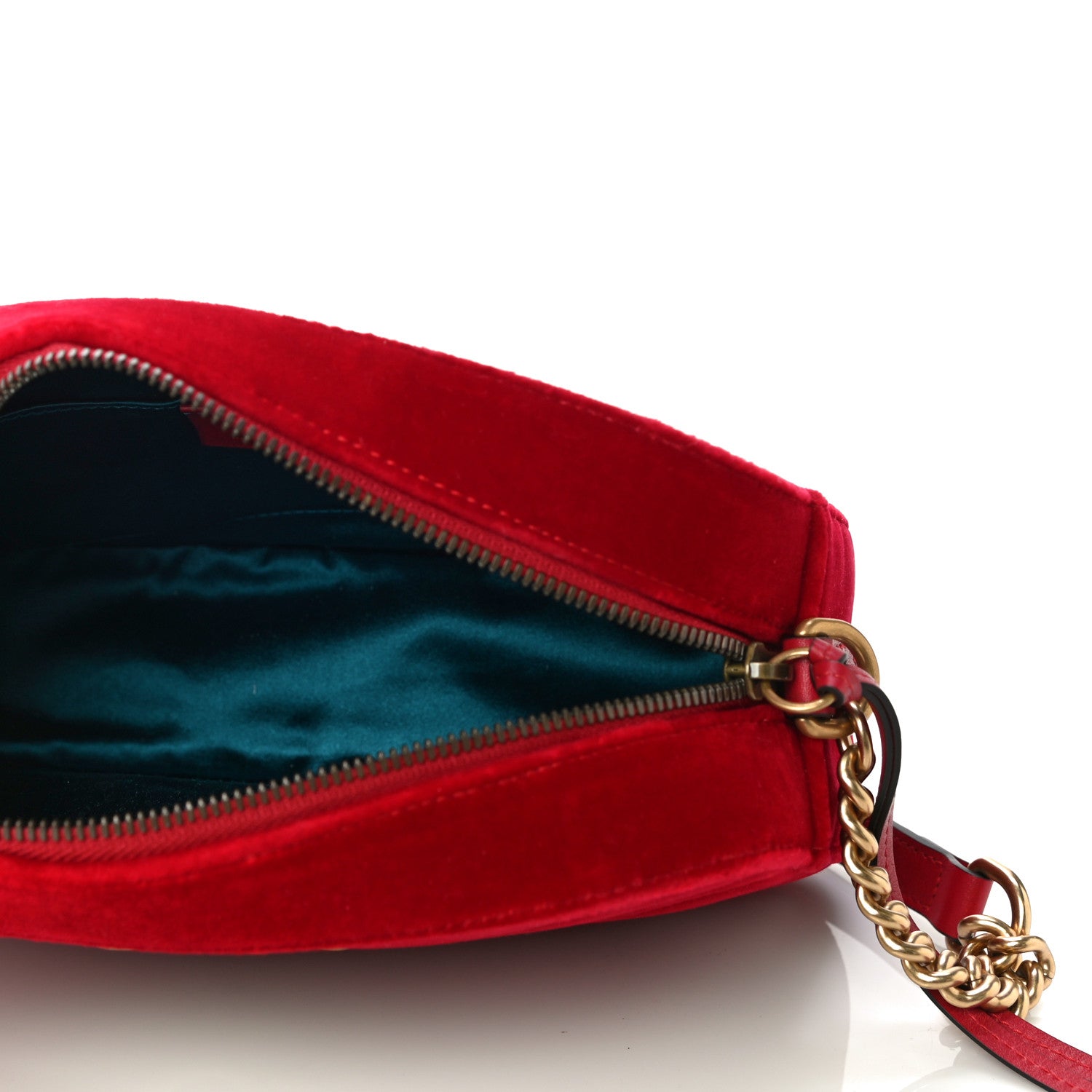 Gucci Velvet Matelasse Small GG Marmont Chain Shoulder Bag Hibiscus Red 5 of 12