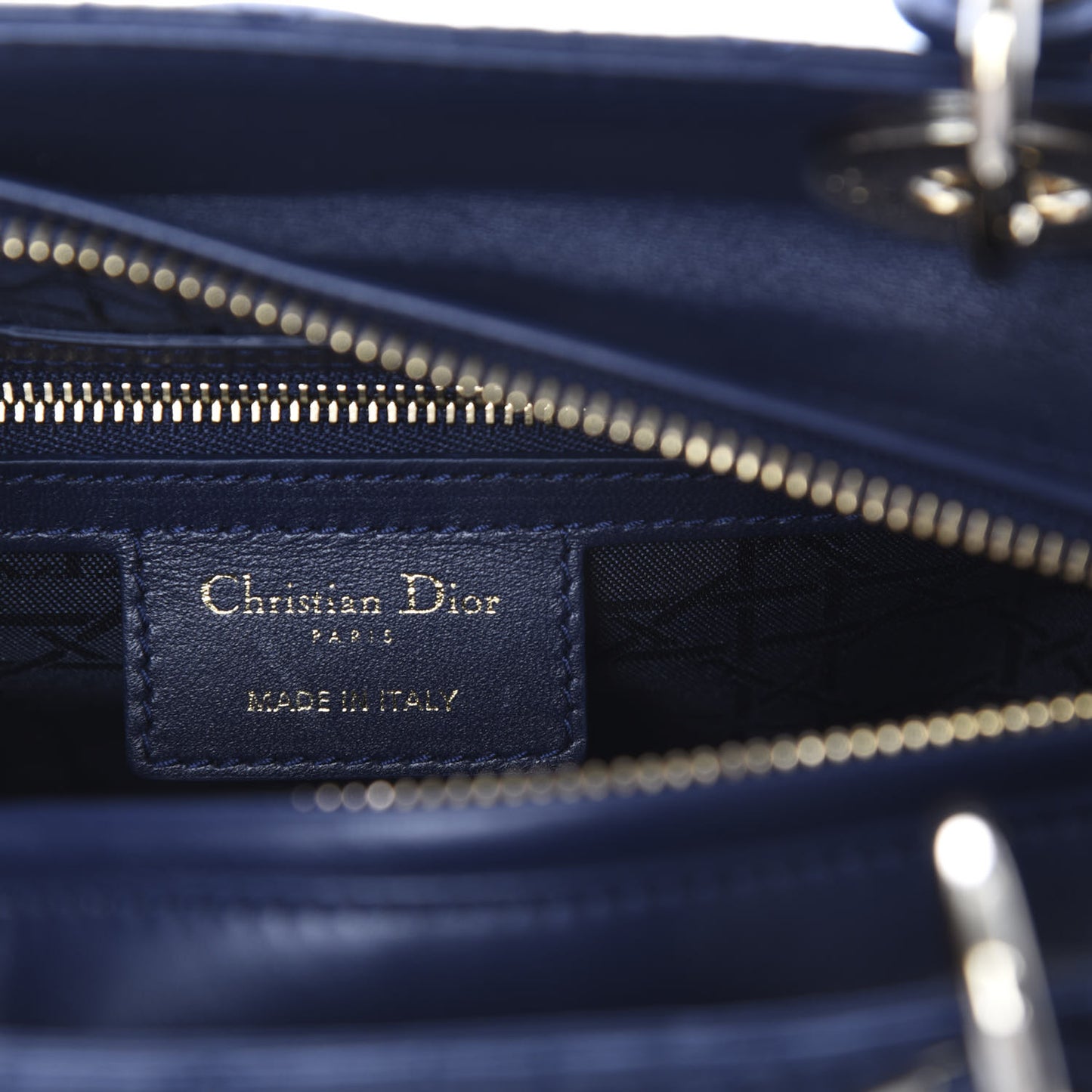 Lambskin Cannage Medium Lady Dior Navy Blue