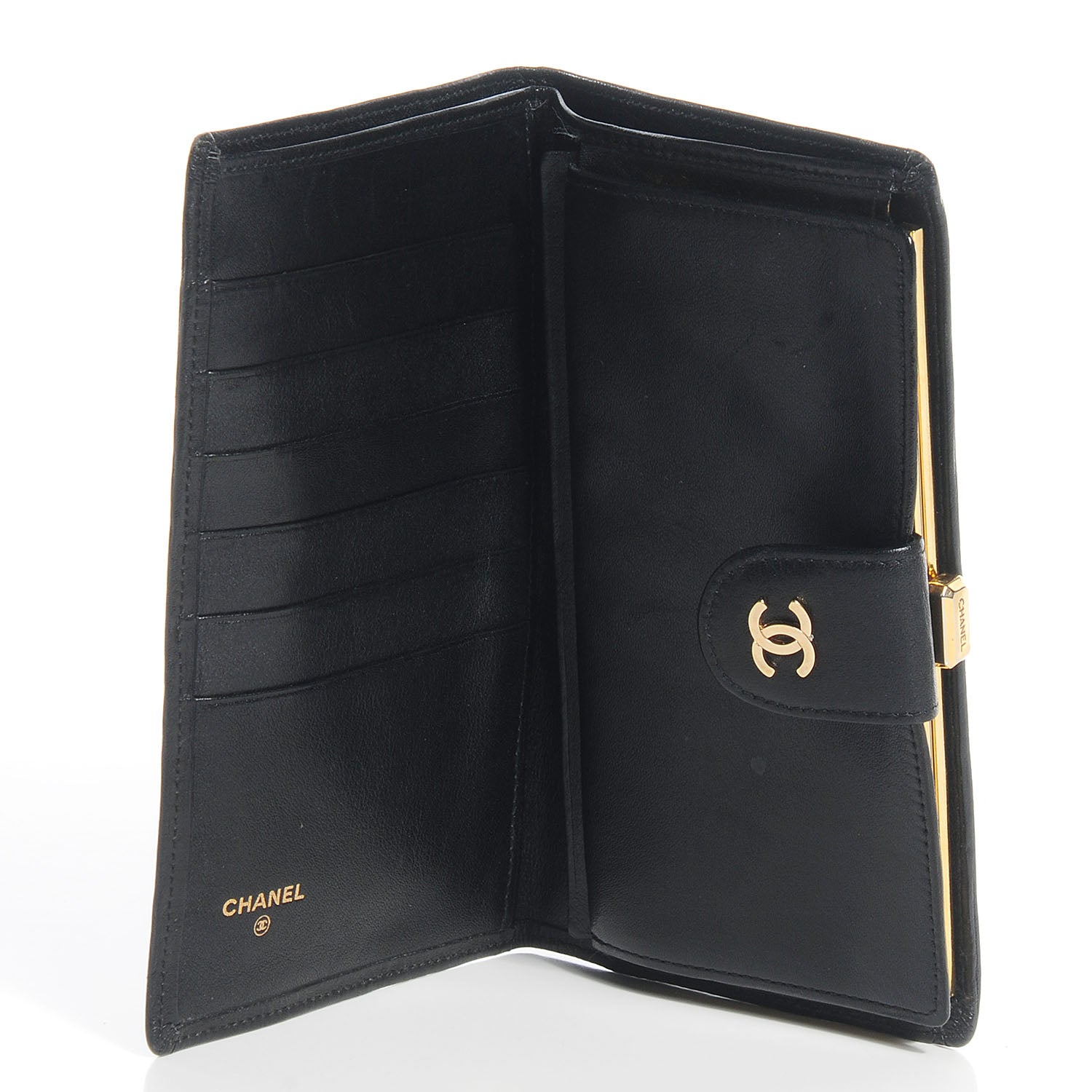 Chanel Lambskin Diamond Stitch French Wallet Black 5 of 7