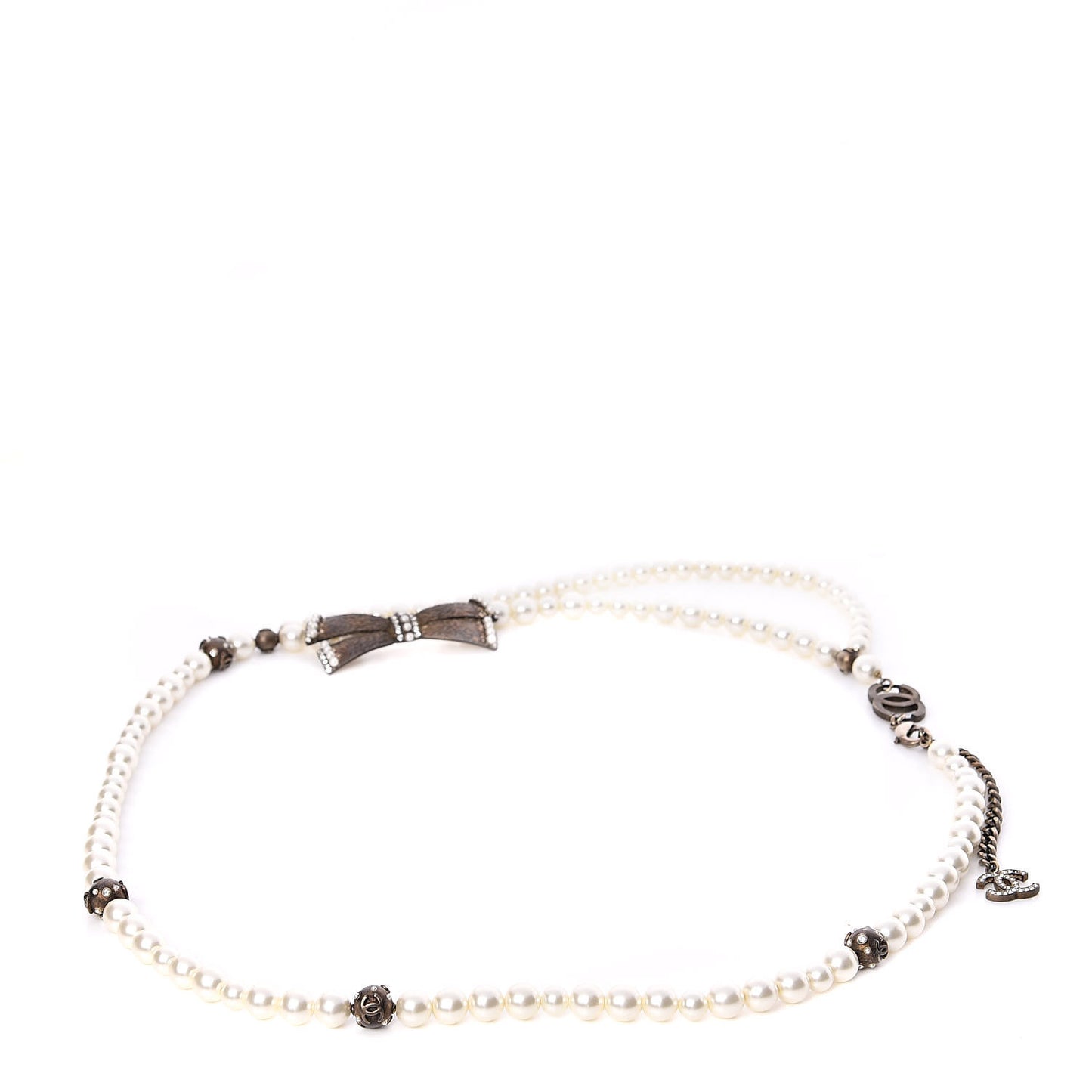 Pearl Crystal Beaded CC Bow Belt