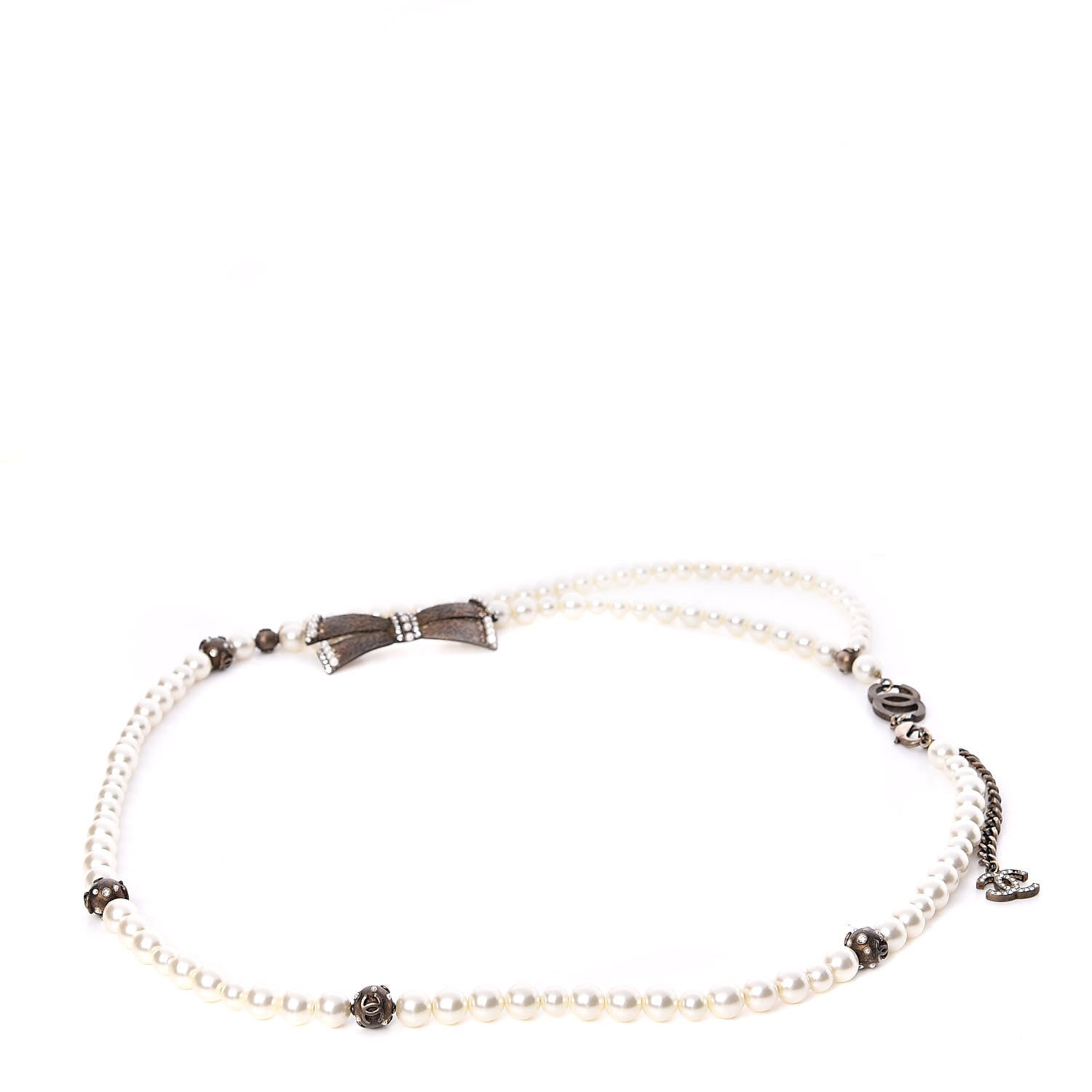 Chanel Pearl Crystal Beaded CC Bow Belt 3 of 5