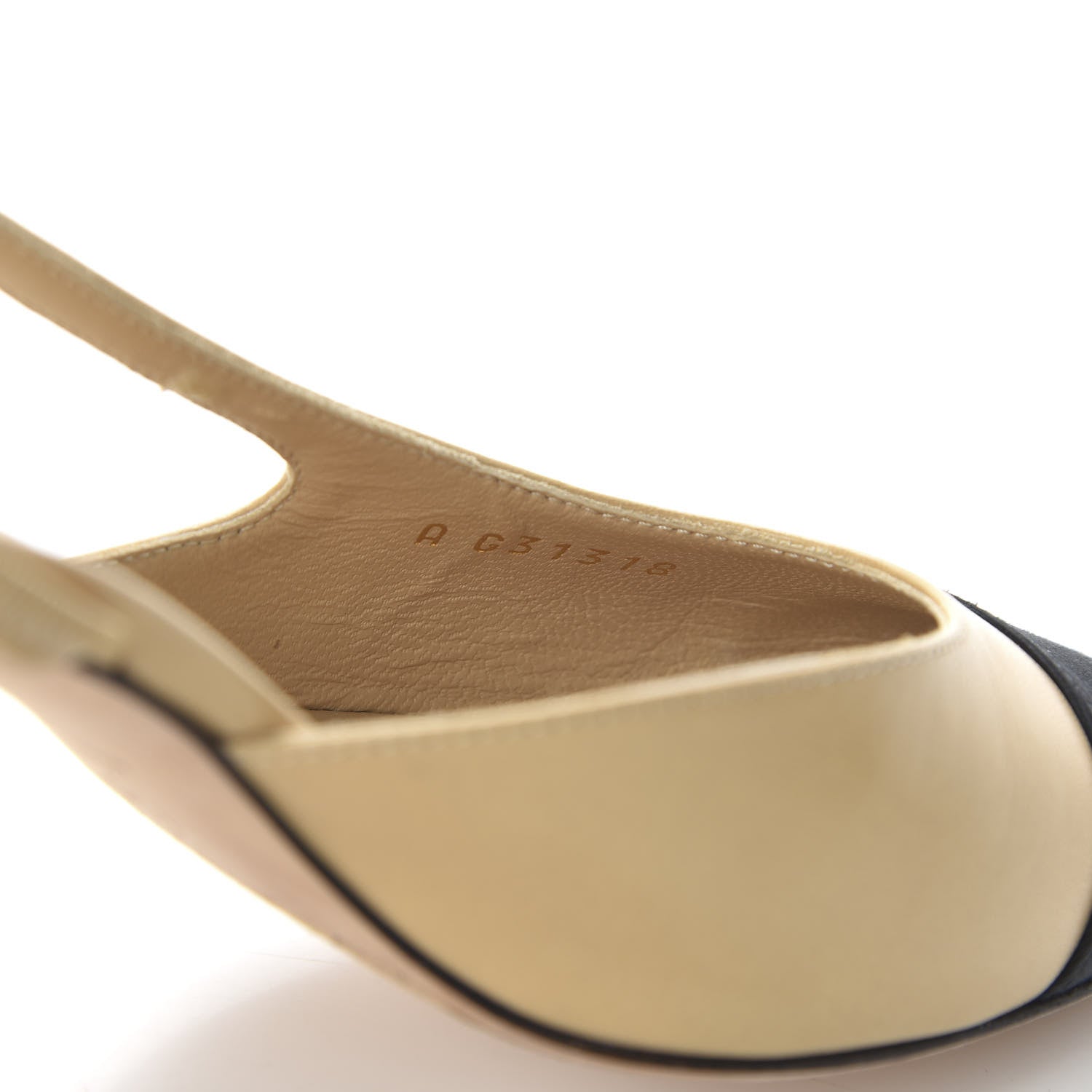 Chanel Goatskin Grosgrain Cap Toe CC Slingback Pumps 36 Beige Black 8 of 9