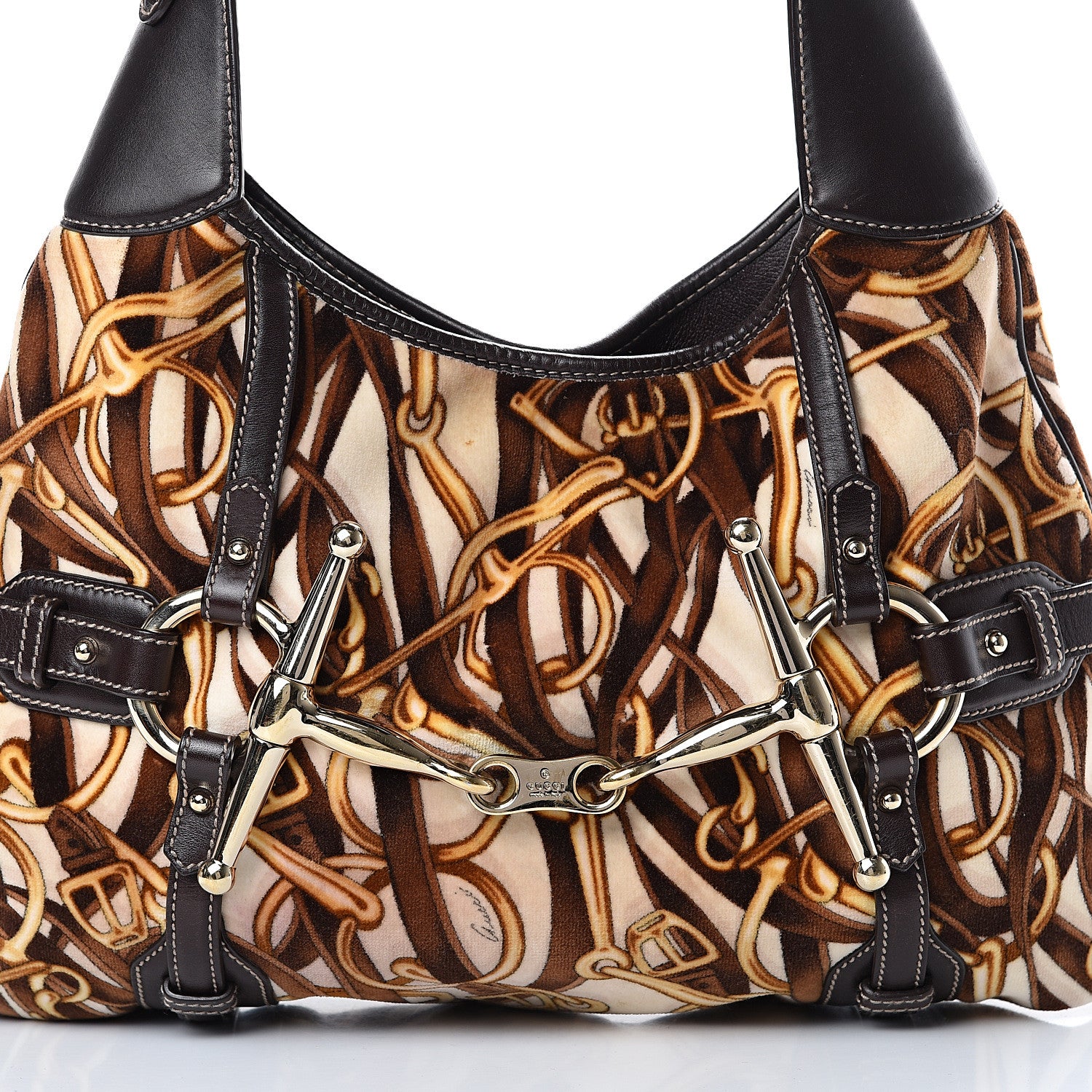 Gucci Velvet Large Horsebit 85th Anniversary Hobo Brown 7 of 10