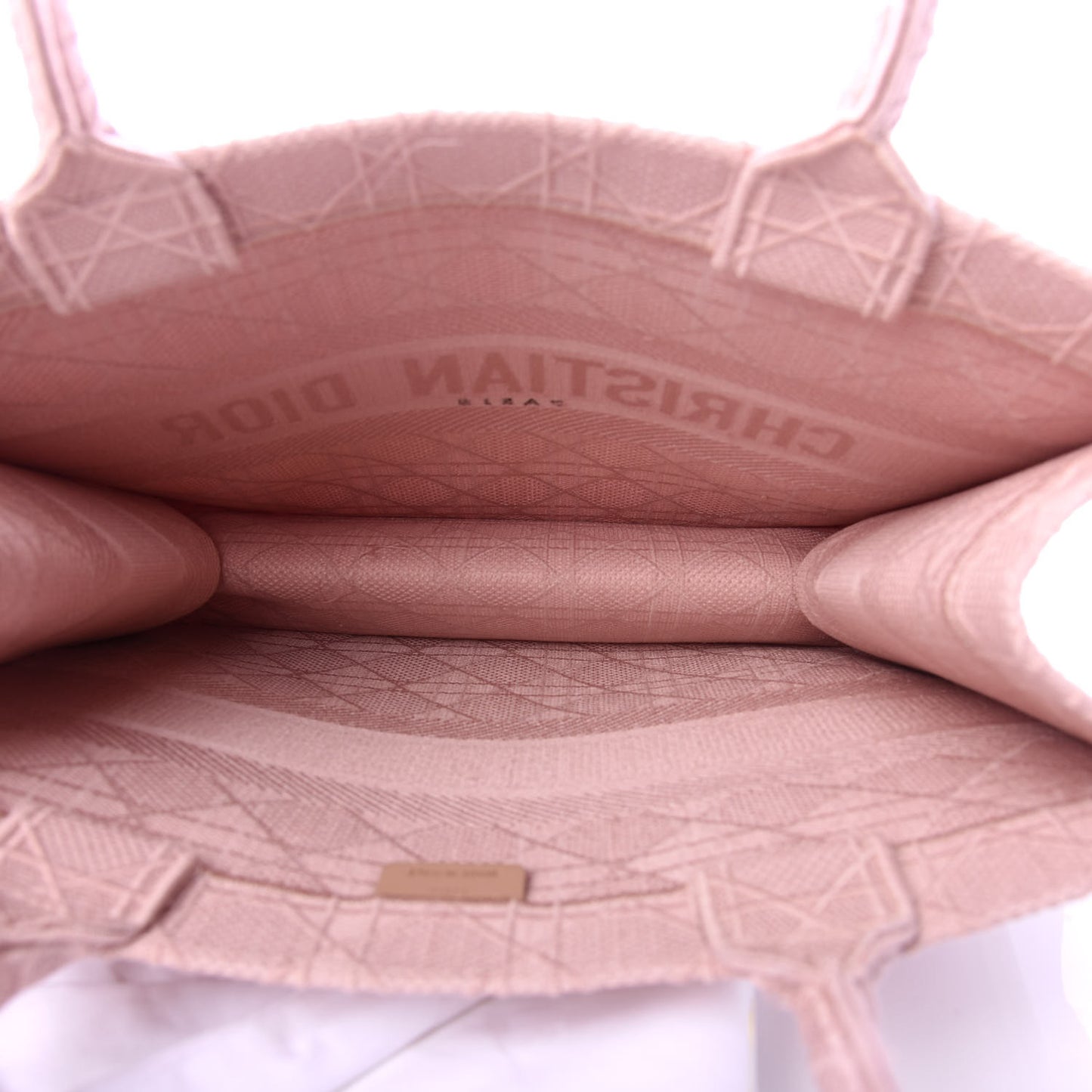 Canvas Embroidered Cannage Medium Book Tote Bois De Rose