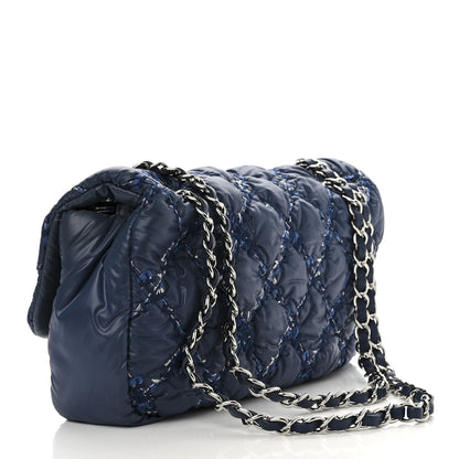 Chanel Nylon Quilted Medium Tweed on Stitch Bubble Flap Blue 3 of 11