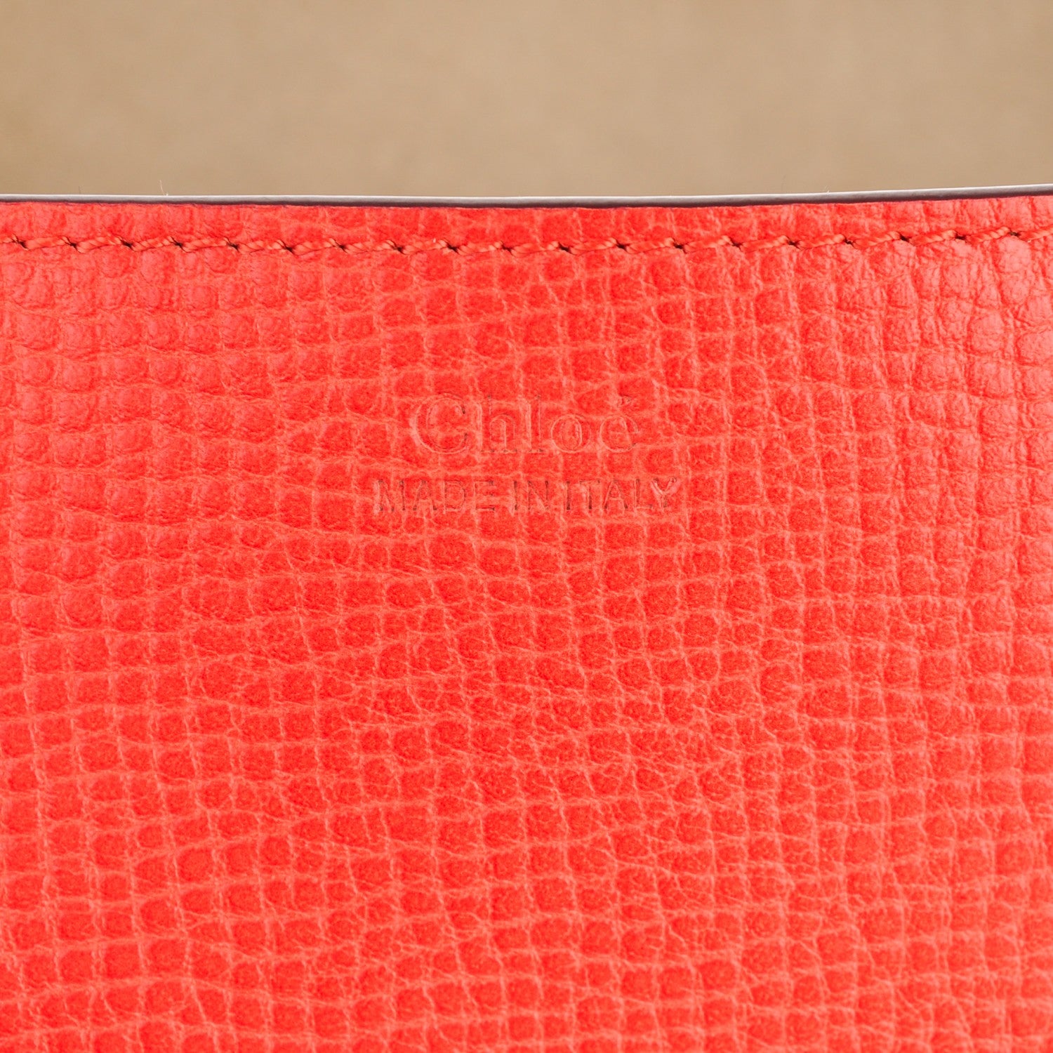 Chloe Grained Calfskin Lambskin Medium Drew Shoulder Bag Coral Pop 6 of 7