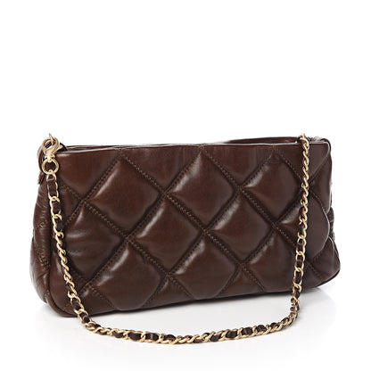 Chanel Lambskin Bubble Quilt Pochette Brown 2 of 8