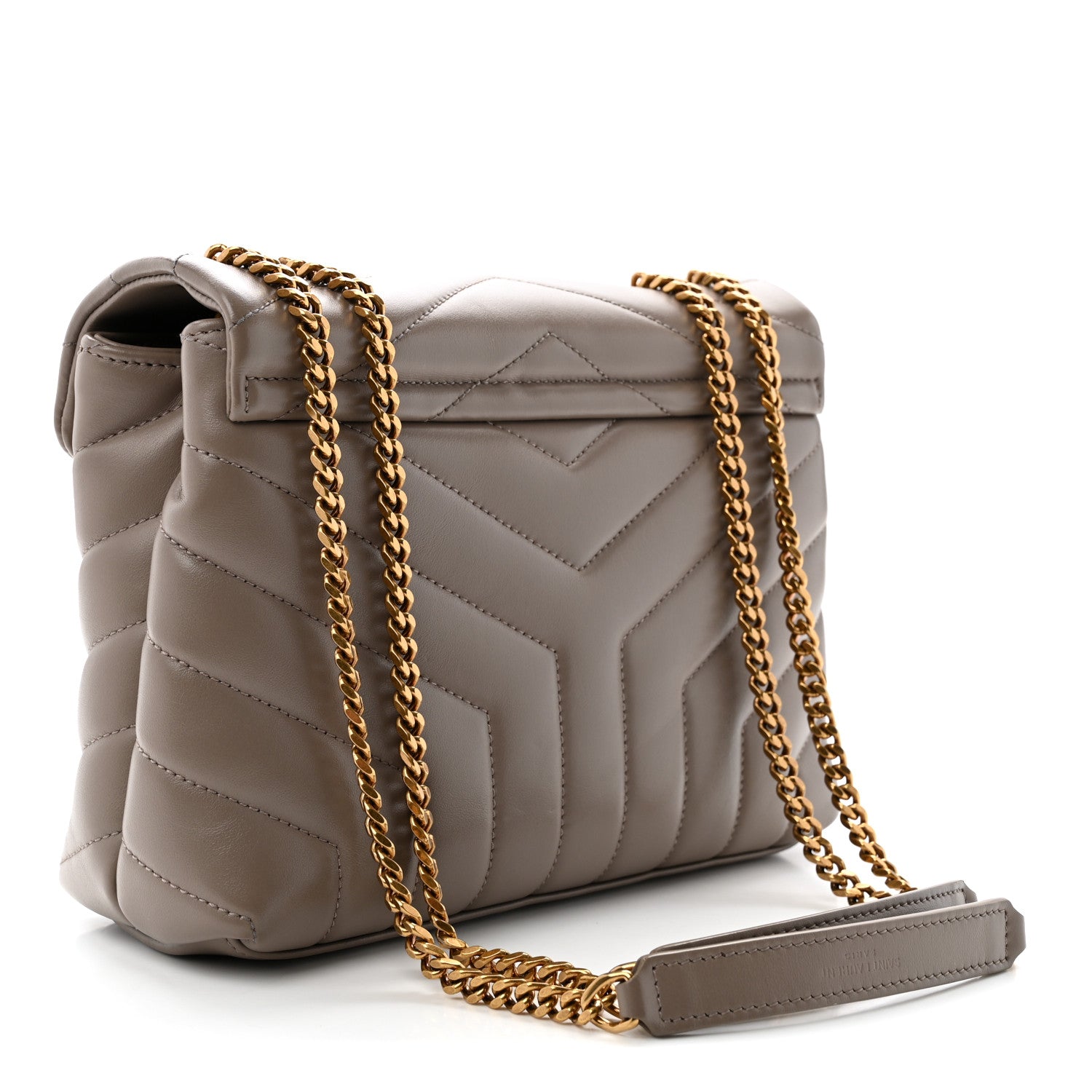 Saint Laurent Calfskin Y Quilted Monogram Small Loulou Chain Satchel Greyish Brown 3 of 11
