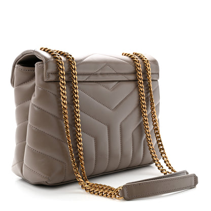 Saint Laurent Calfskin Y Quilted Monogram Small Loulou Chain Satchel Greyish Brown 3 of 11