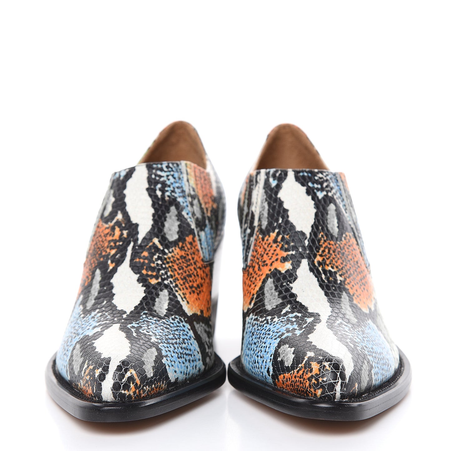 Calfskin Snakeskin Embossed Rylee Low Boot 40 Green Multicolor