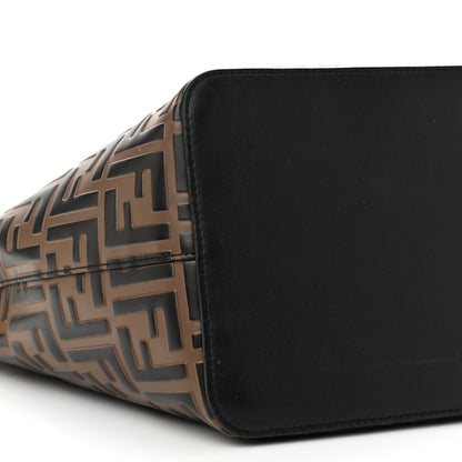 Fendi Vitello Grace F is Fendi Bi-Color FF 1974 Embossed Grande Mon Tresor Bucket Bag Maya Black Fragola 8 of 12