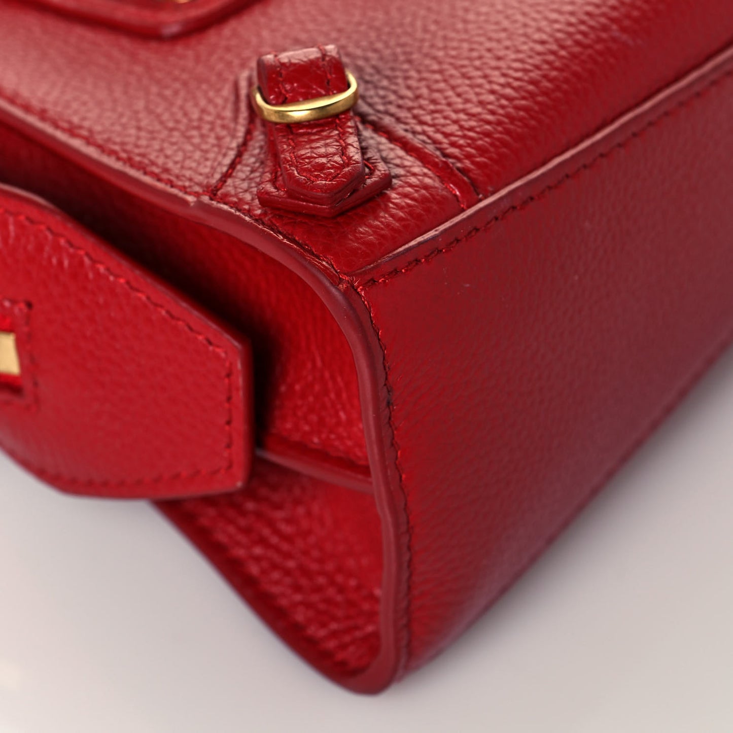 Grained Calfskin Neo Classic Gold Hardware Nano City Crossbody Medium Red