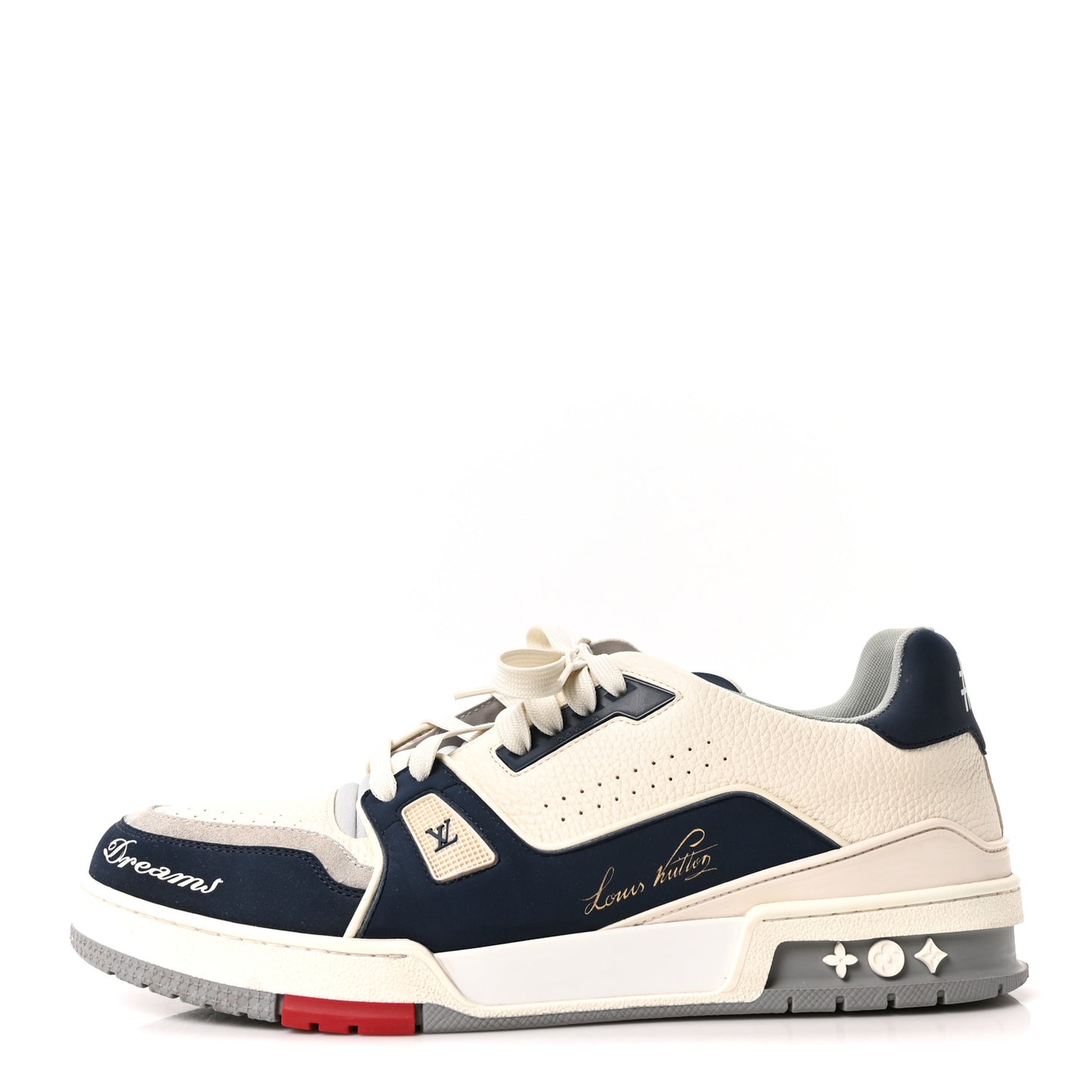 Calfskin Mens New York City of Dreams LV Trainer Maxi Sneakers 11 White Navy