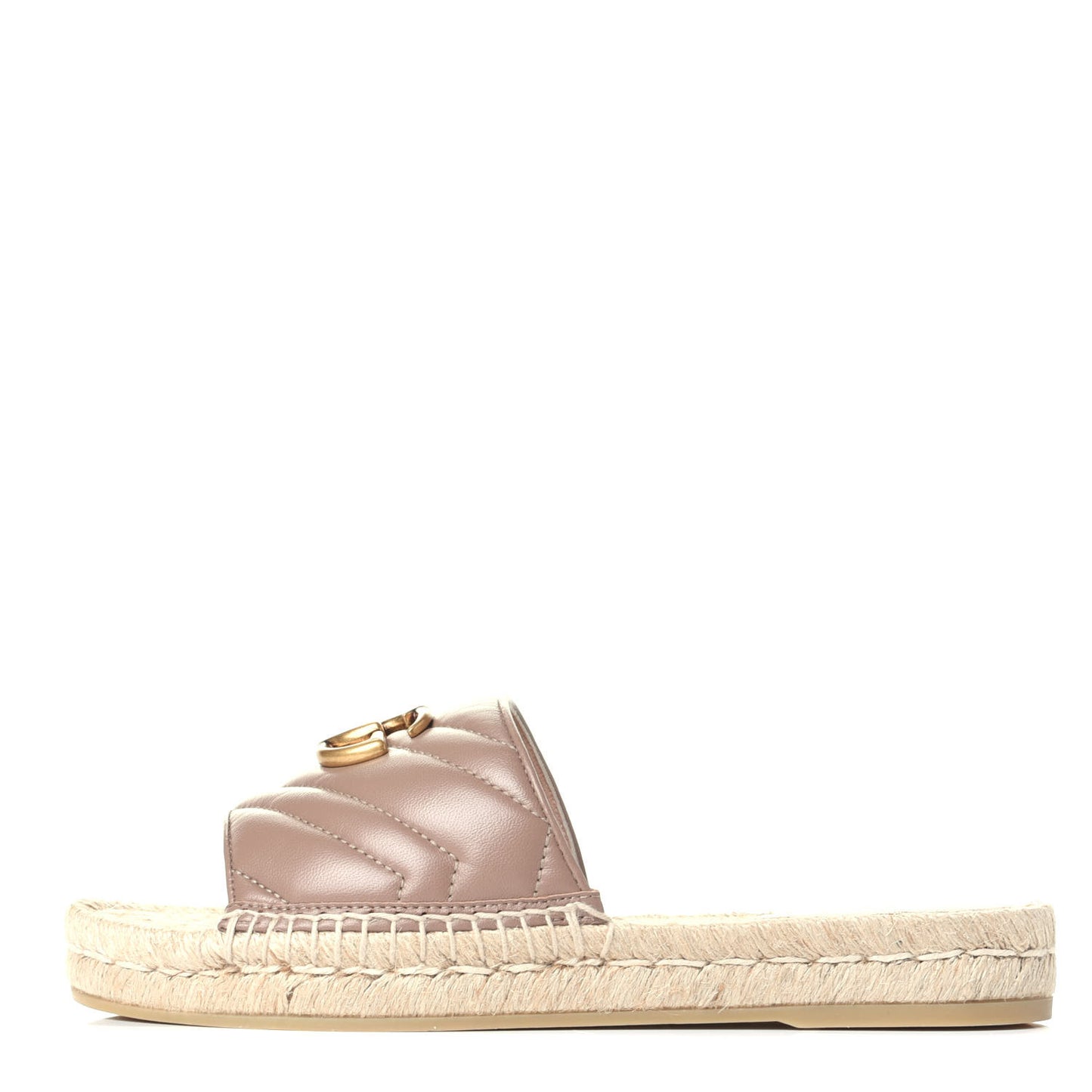 Nappa Matelasse GG Marmont Espadrille Slide Sandals 37 Porcelain Rose