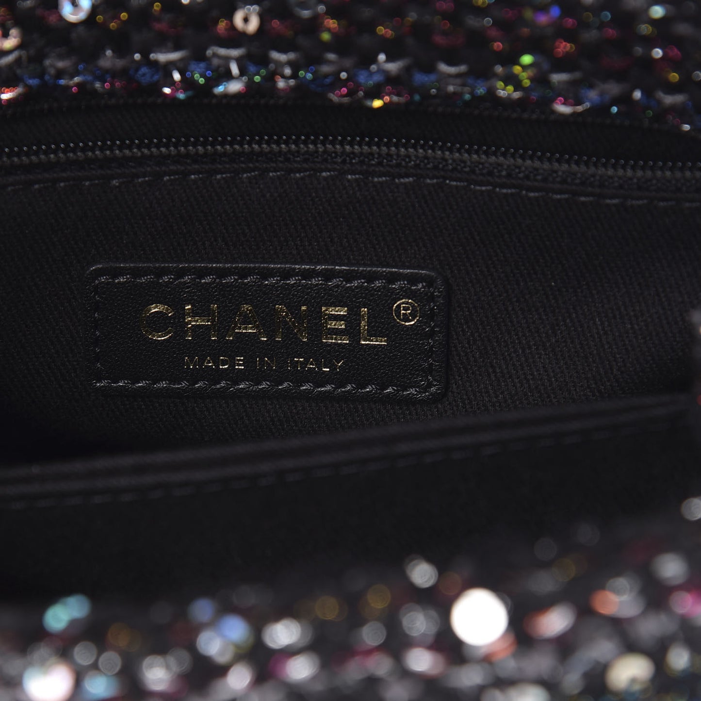 Tweed Sequin Mini Coco Handle Flap Black