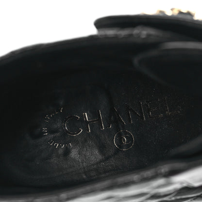 Chanel Shiny Goatskin Calfskin Quilted Lace Up Combat Boots 37 Black 8 of 10