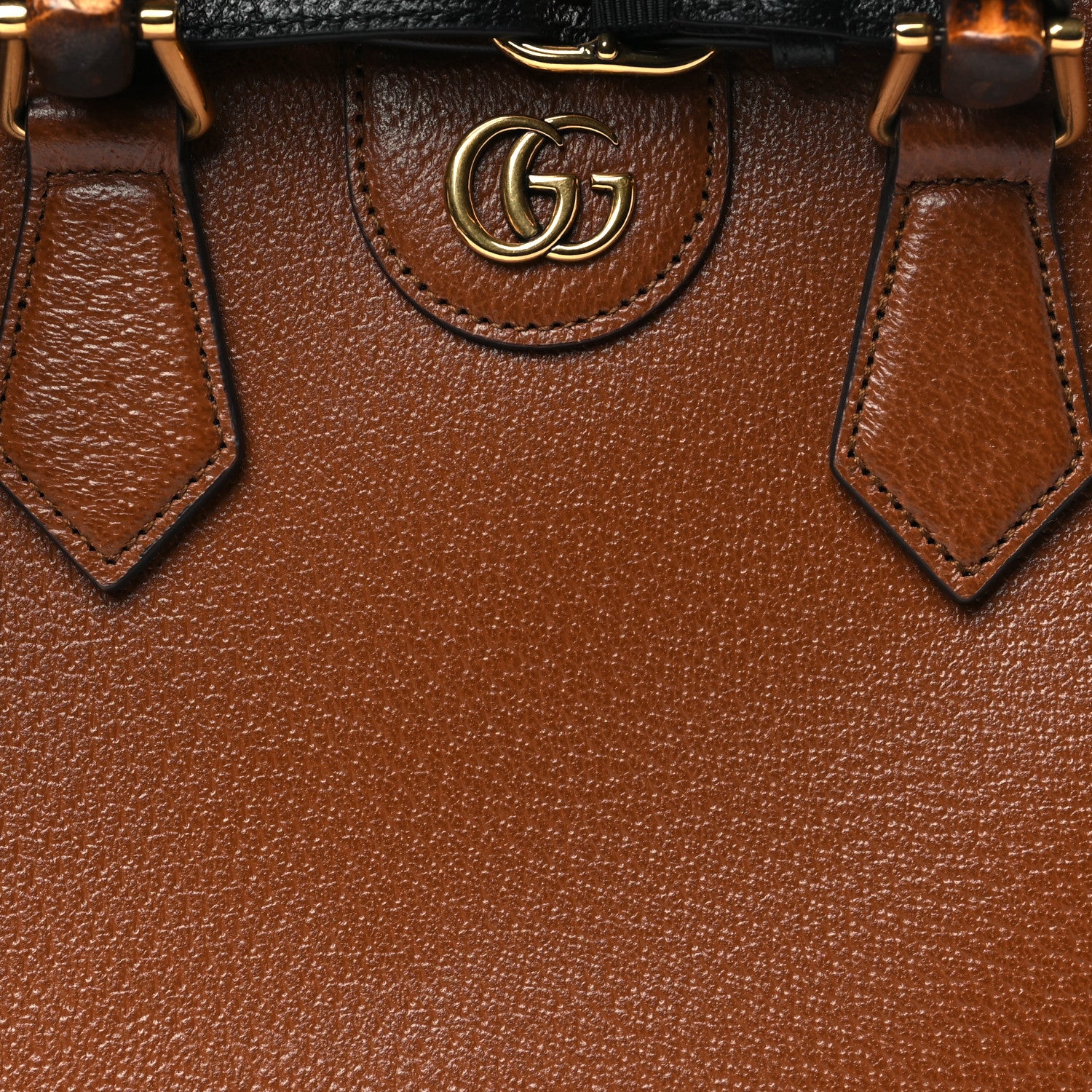 Gucci Textured Dollar Calfskin Web Small Diana Tote Bag Cuir Black 8 of 11