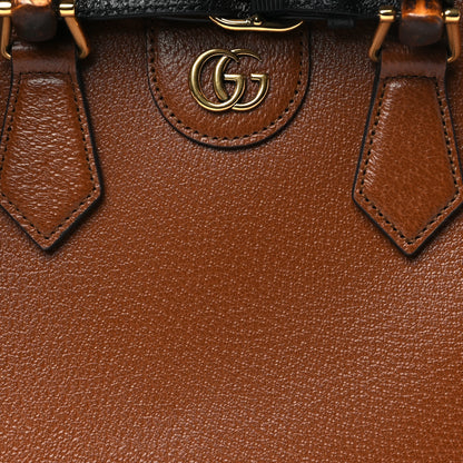 Gucci Textured Dollar Calfskin Web Small Diana Tote Bag Cuir Black 8 of 11