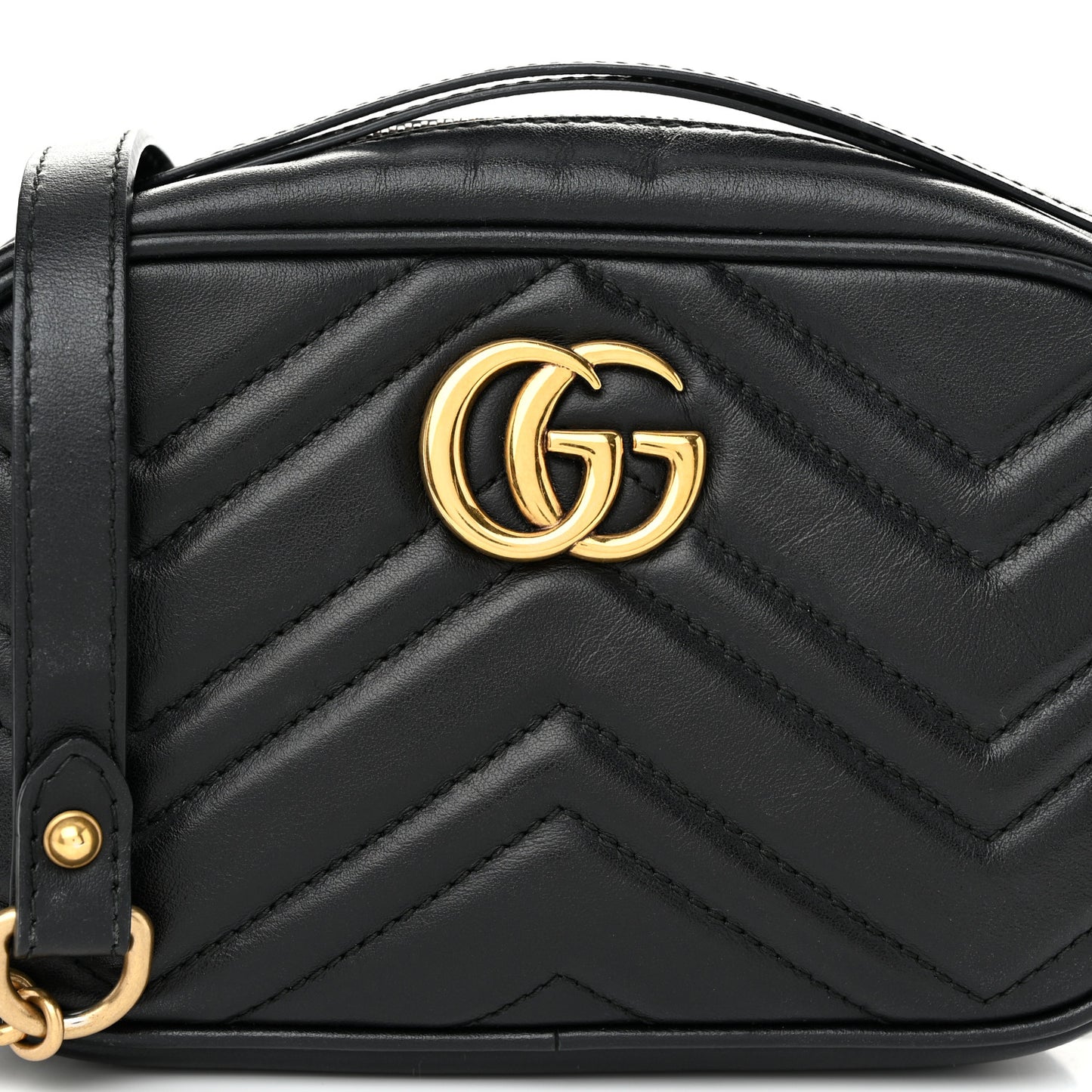 Calfskin Matelasse Mini GG Marmont Chain Shoulder Bag Black
