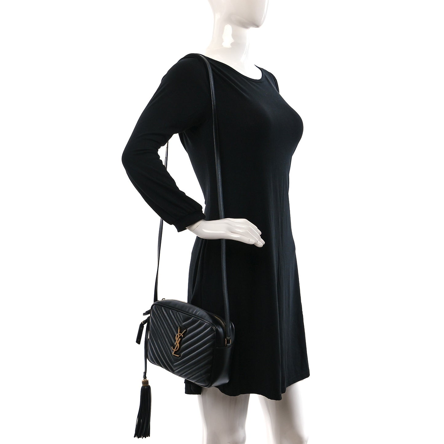 Calfskin Matelasse Monogram Lou Camera Bag Black