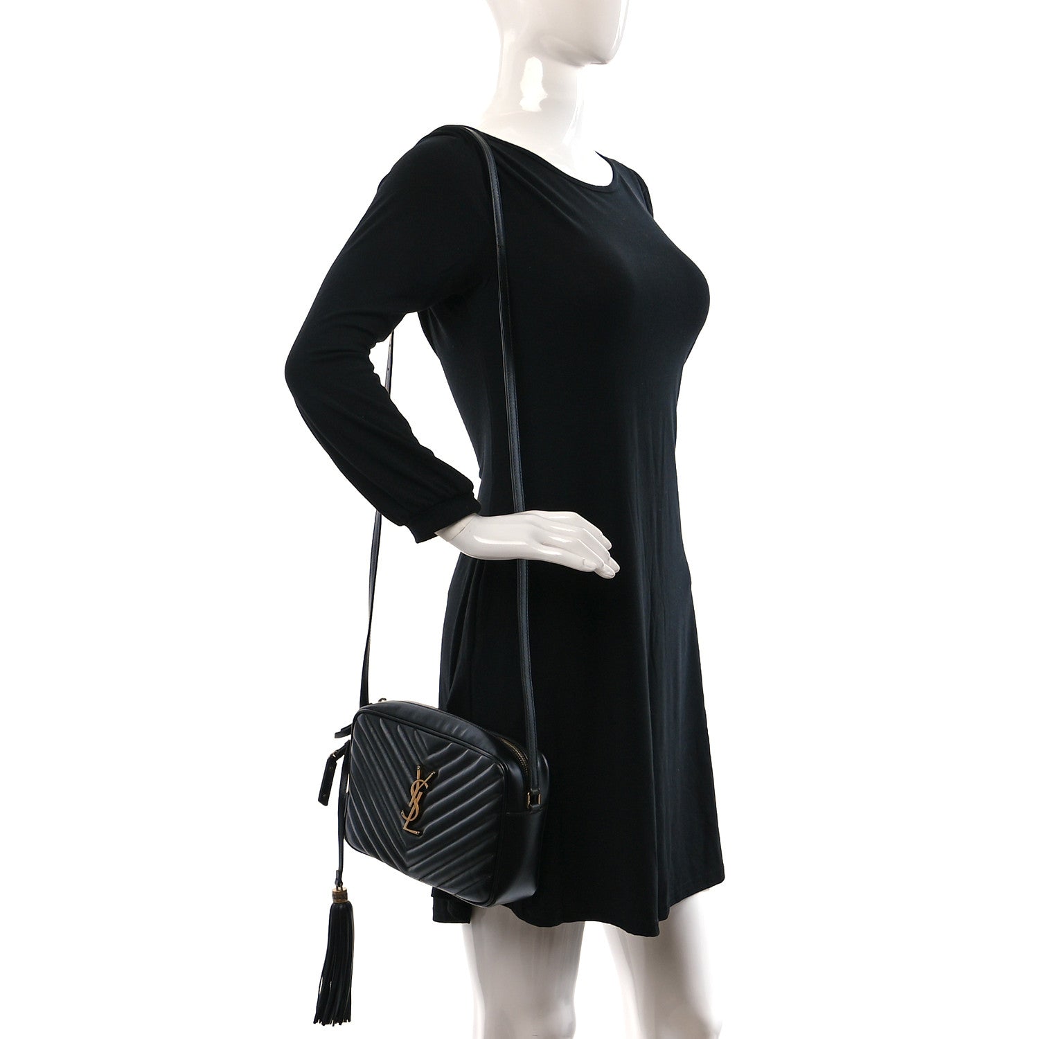 Saint Laurent Calfskin Matelasse Monogram Lou Camera Bag Black 2 of 9