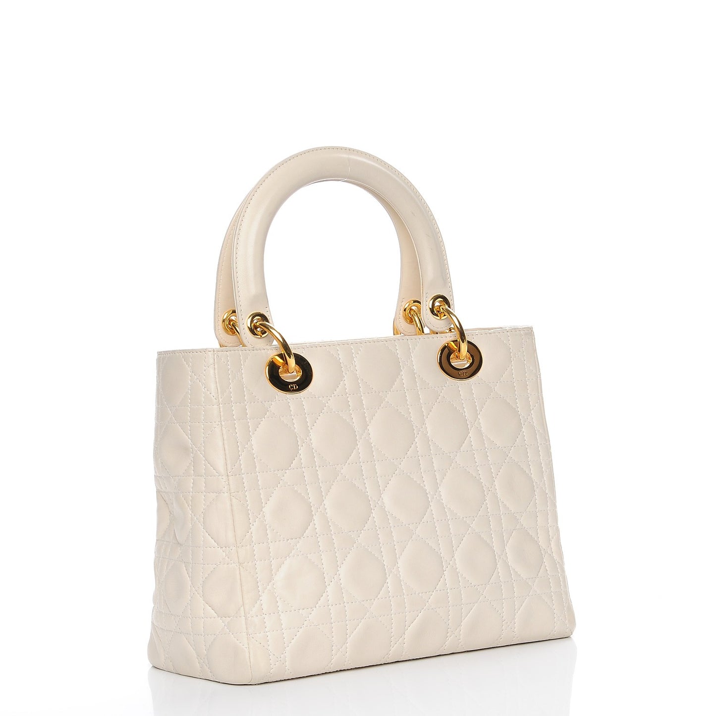 Lambskin Cannage Medium Lady Dior White
