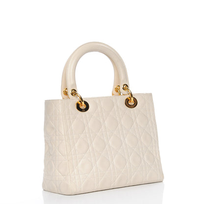 Christian Dior Lambskin Cannage Medium Lady Dior White 3 of 11
