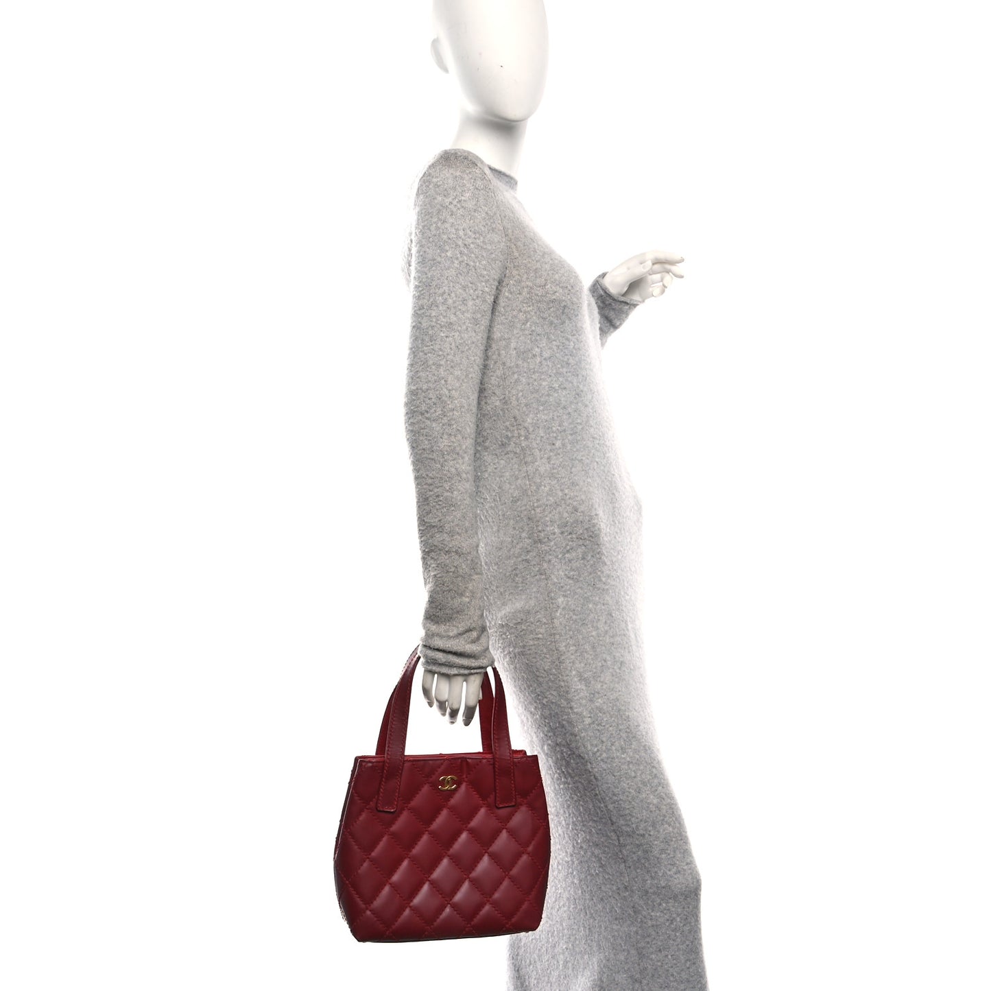 Calfskin Stitch Small Surpique Tote Red