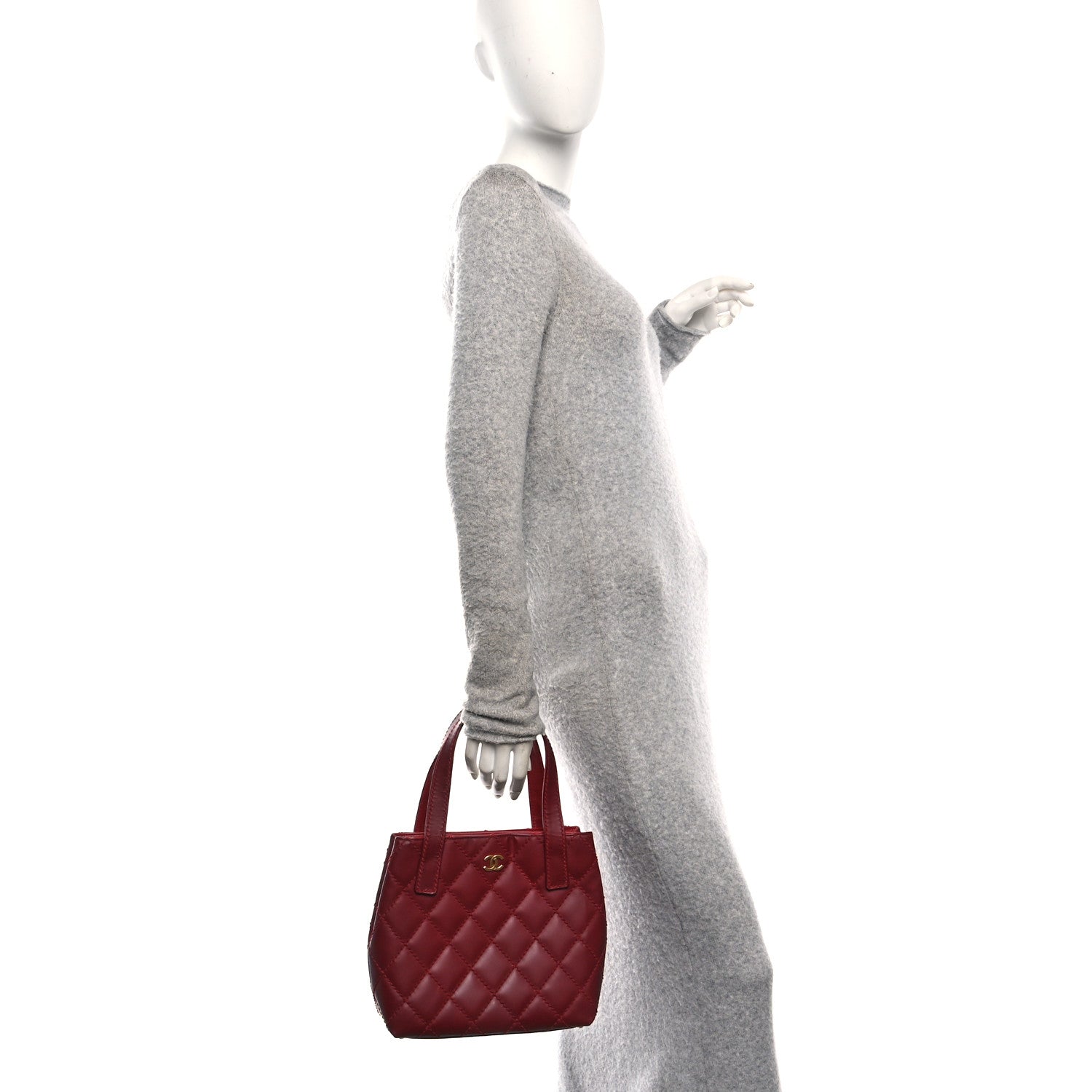 Chanel Calfskin Stitch Small Surpique Tote Red 2 of 12