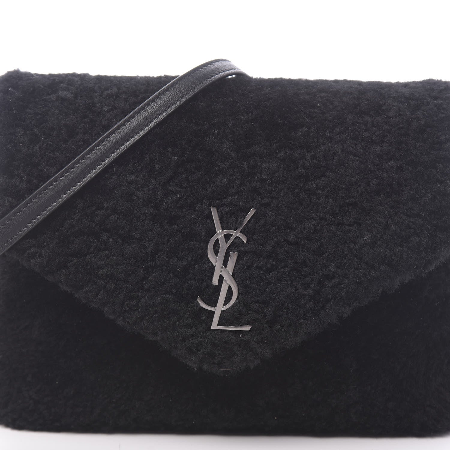Saint Laurent Shearling Toy Loulou Shoulder Bag Black 7 of 9