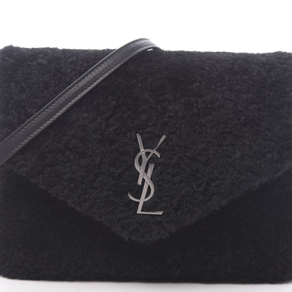 Saint Laurent Shearling Toy Loulou Shoulder Bag Black 7 of 9