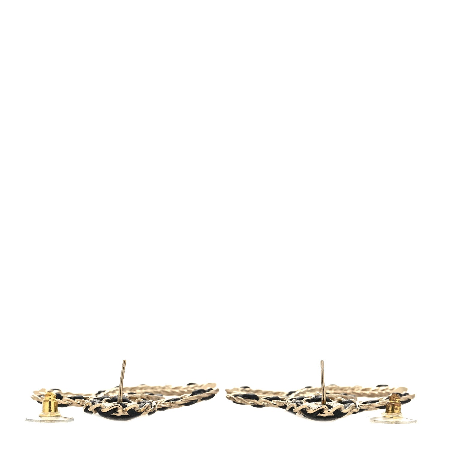 Chanel Lambskin CC Chain Drop Earrings Black Gold 3 of 5
