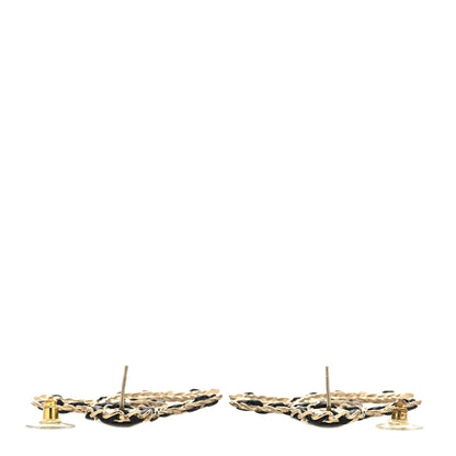 Chanel Lambskin CC Chain Drop Earrings Black Gold 3 of 5