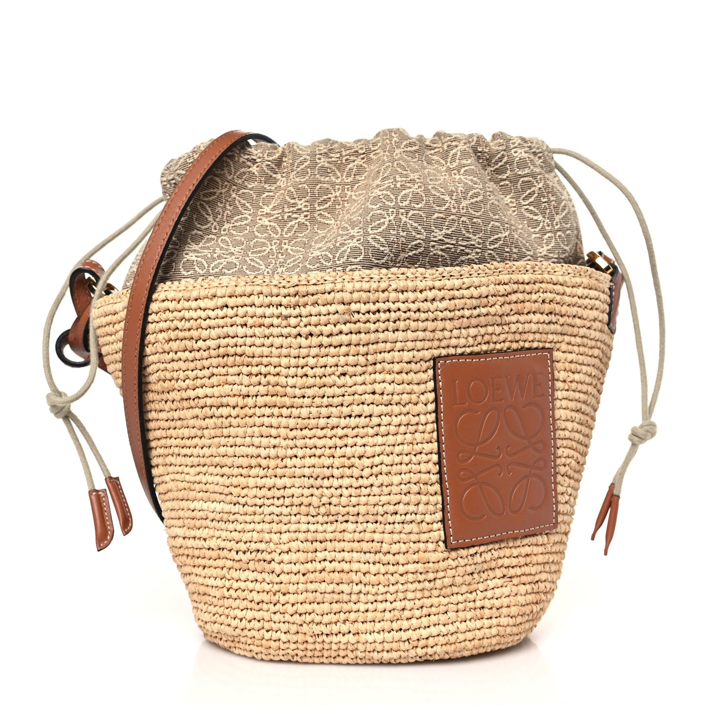 Calfskin Raffia Anagram Paulas Ibiza Pochette Bag Natural Tan