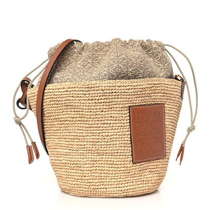Loewe Calfskin Raffia Anagram Paulas Ibiza Pochette Bag Natural Tan 1 of 9