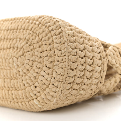 Prada Yarn Raffia Effect Crochet Embroidered Mini  Logo Tote Naturale 9 of 11