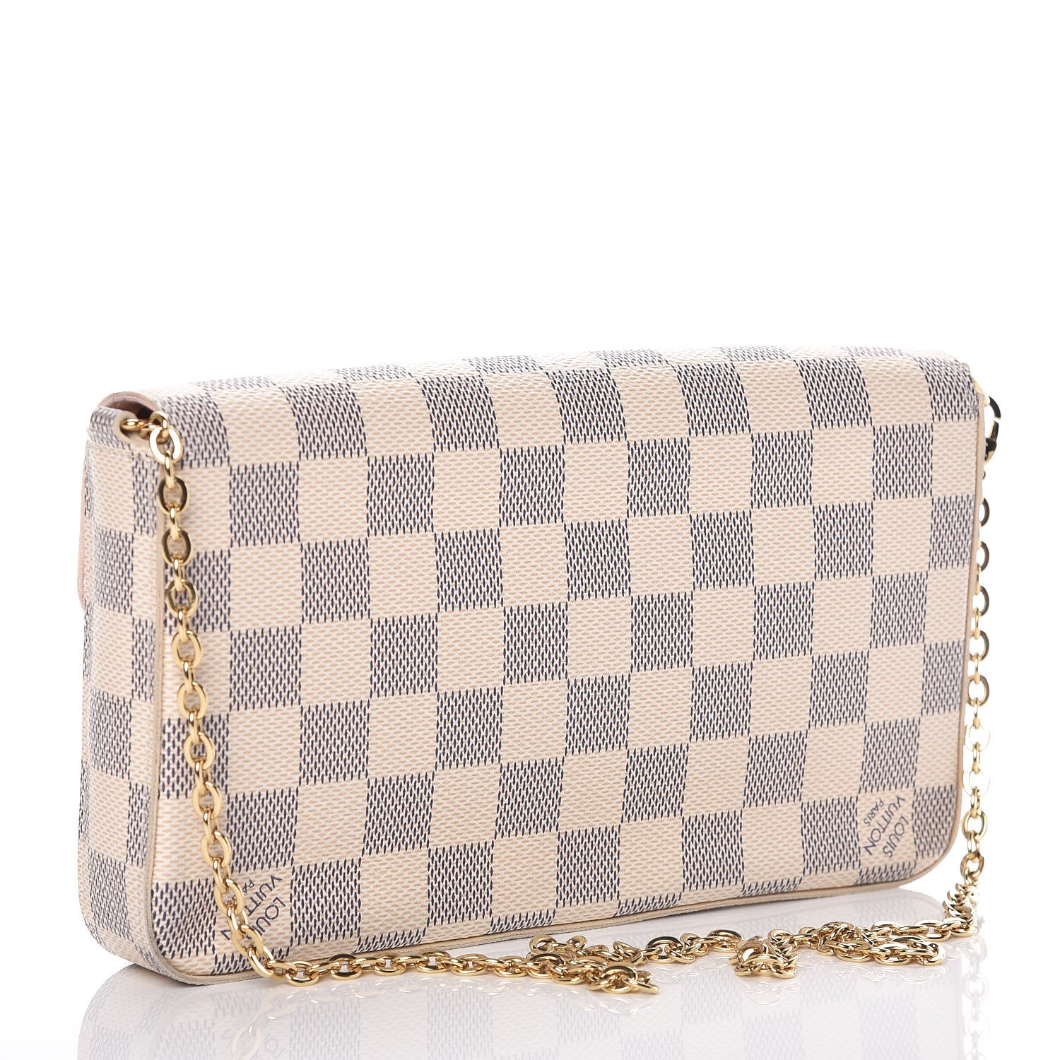 Louis Vuitton Damier Azur Pochette Felicie Chain Wallet Rose Ballerine 4 of 11